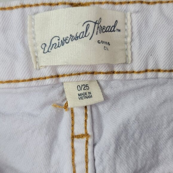Universal Thread Vintage Midi Denim Shorts Blue Light Acid Wash SZ 0 25R Cut Off - Picture 6 of 9